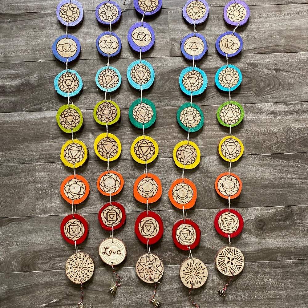 Wood burned Chakra Wallhangings